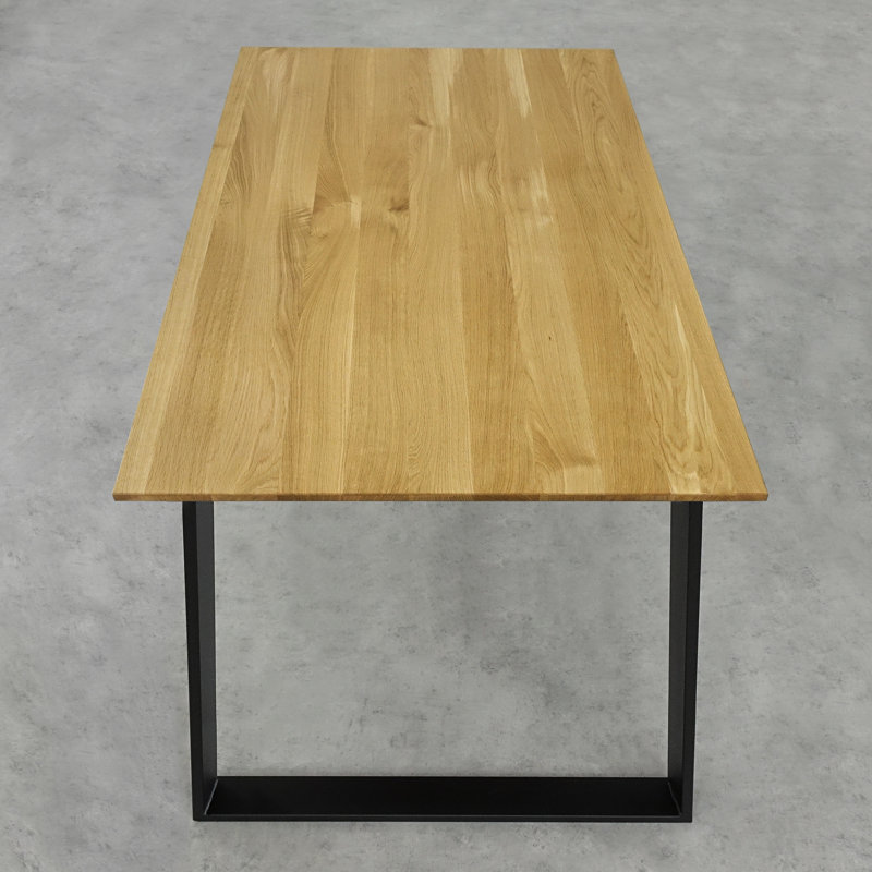Brinegar Oak Metal Base Dining Table, Natural Oil, 75H x 180L x 90Wcm