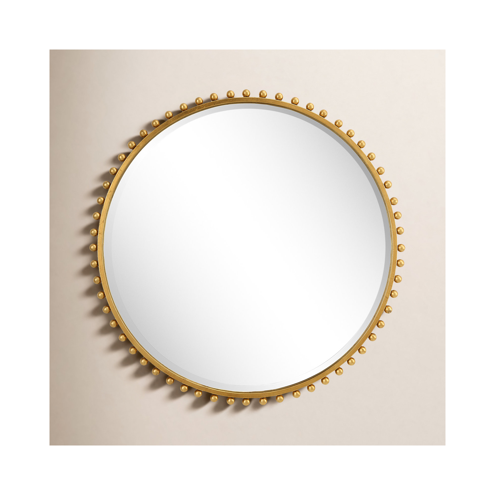Bedonia 32" Round Metal Wall Mirror, Gold