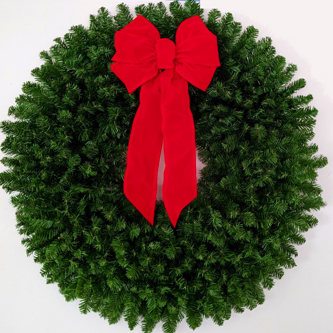 48" Christmas Wreath With Large Red Bow ACWreaths