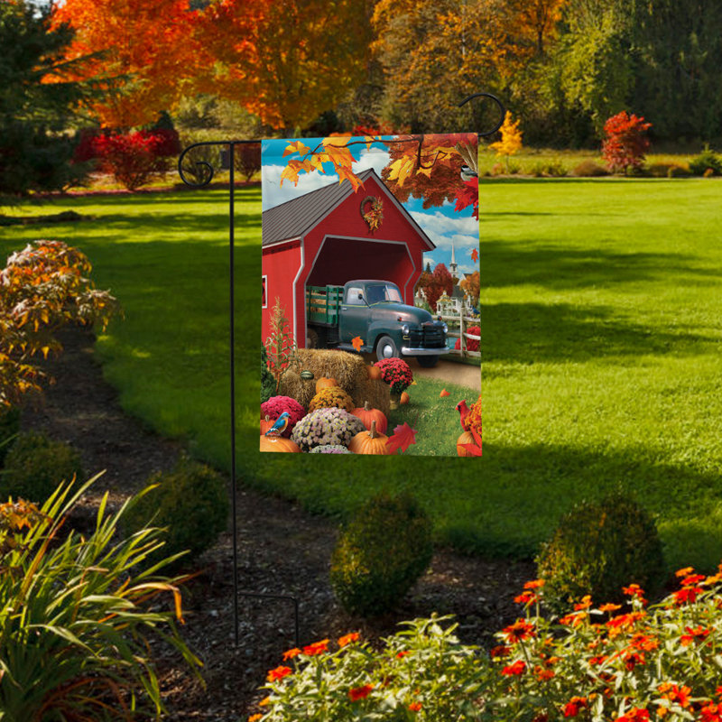 Drapeau du jardin d'automne Harvest Bridge, Automne rouge/vert