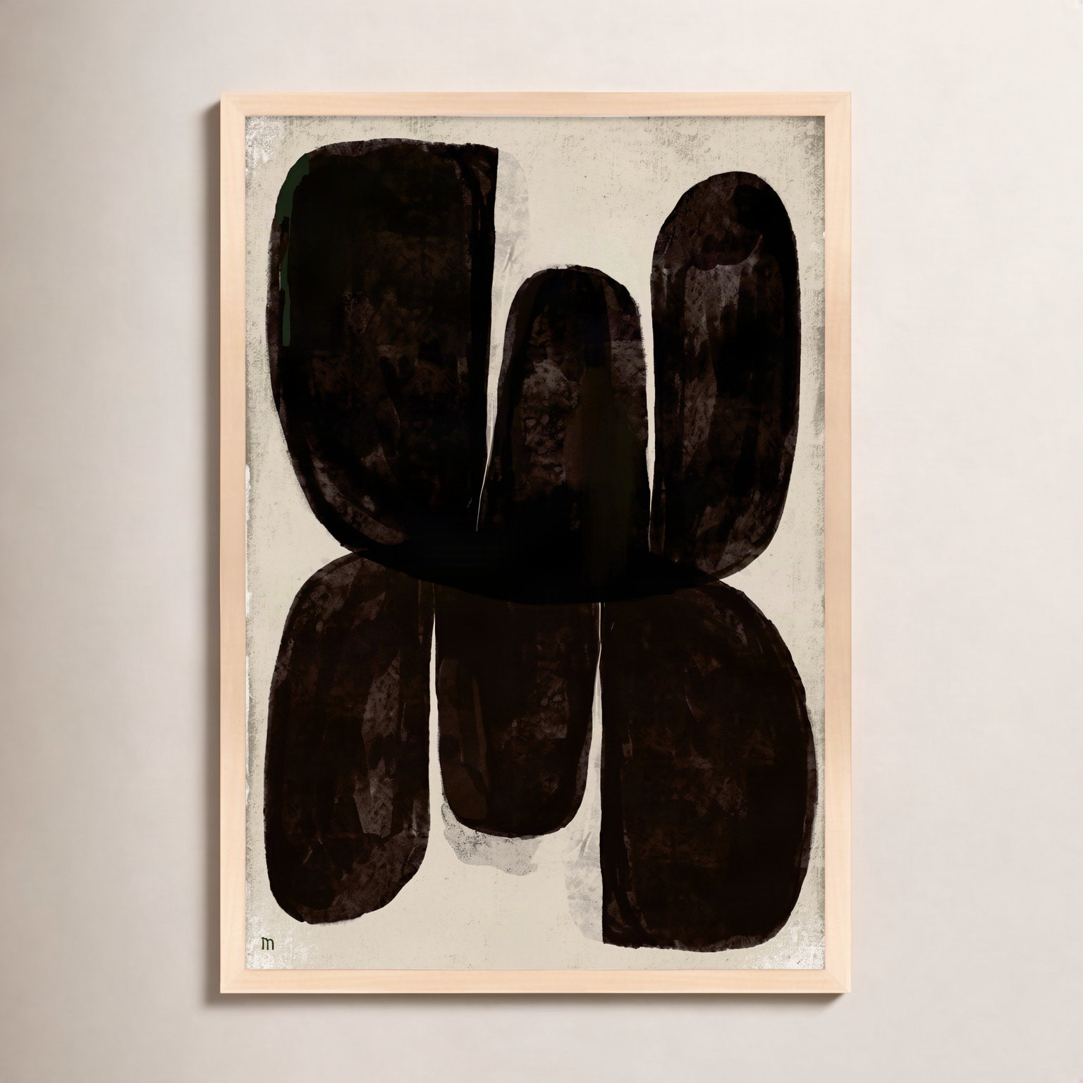 Night Butterfly Print, 50" H x 35" W x 1.25" D, Maple