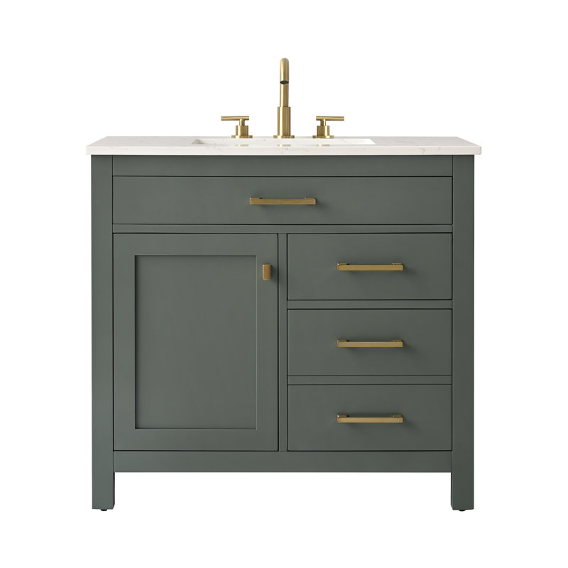Trevor 36" W Single Vanity, Vintage Green/Brushed Gold