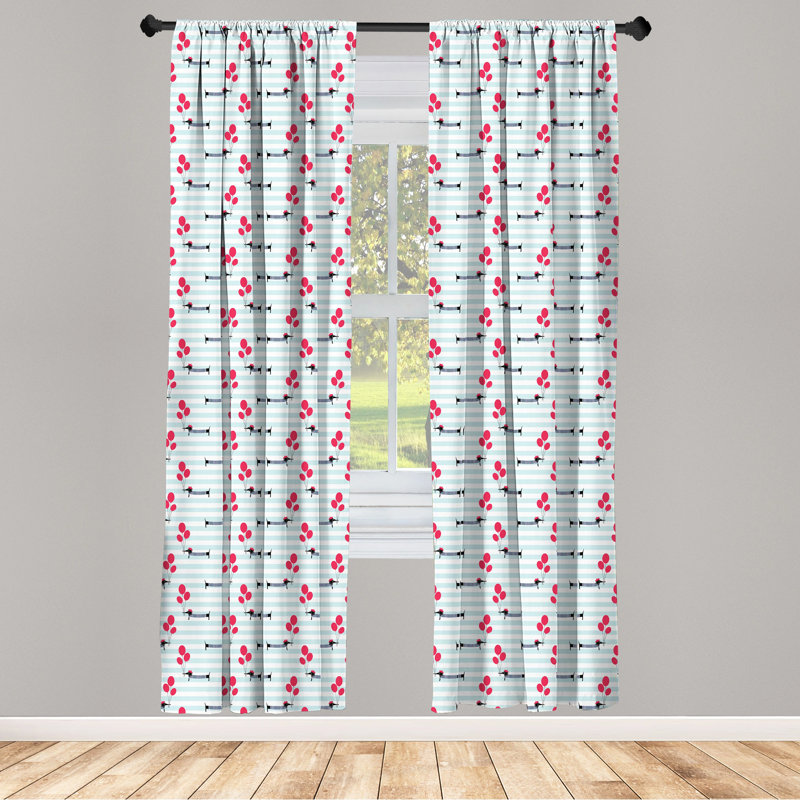Dachshund Semi-Sheer Rod Pocket Curtain Panels, 28" x 84"