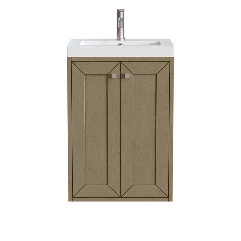 Meuble-lavabo simple l 20 po Chianti, Nickel brossé, Noyer murmure