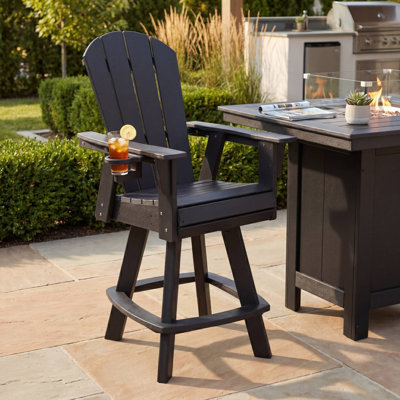 Chaise de bar pivotante Adirondack avec porte-gobelet