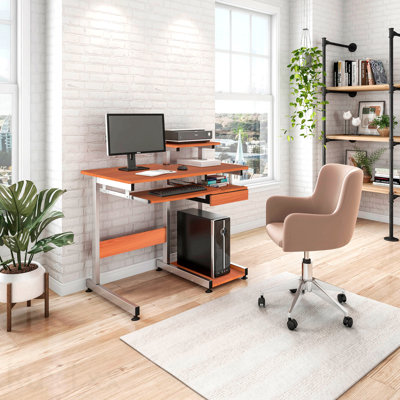 Bureau d'ordinateur complet, grain de bois