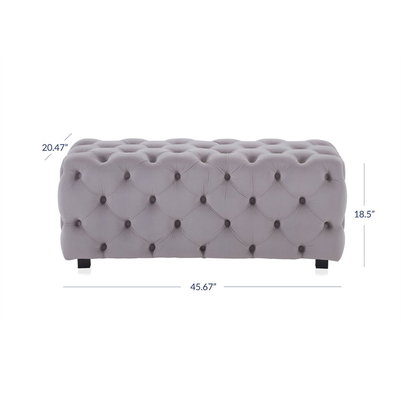 Elsing Velvet Ottoman, Grey Velvet