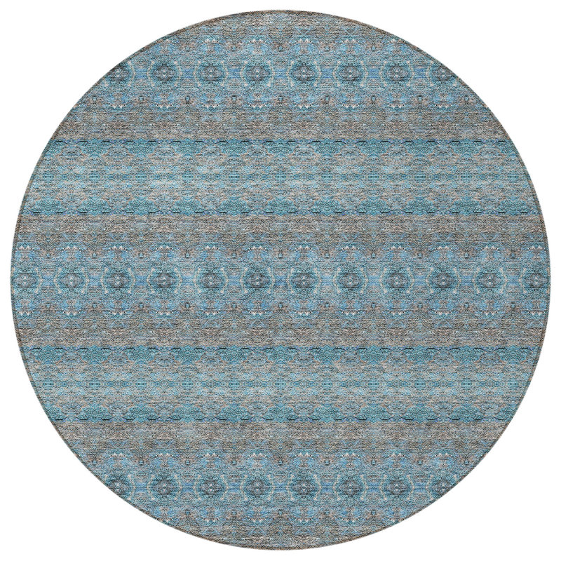 Tapis intérieur lavable 8 pi bleu turquoise et gris