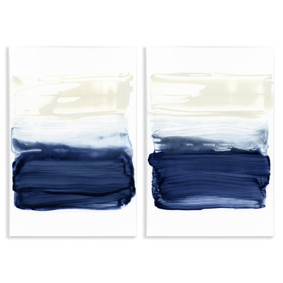«Coastal Brushstrokes Abstract Beach», ensemble de 2 plaques murales par Victoria Barnes