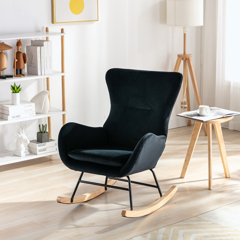 Fauteuil à bascule Teddy, Velours noir