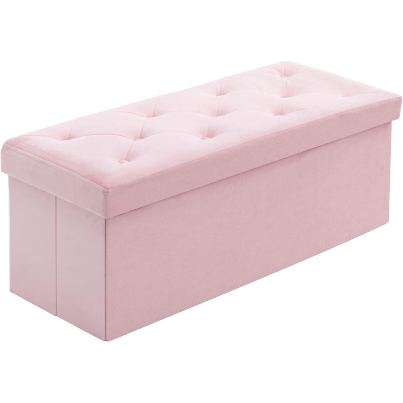 Velvet Storage Bench, Pink