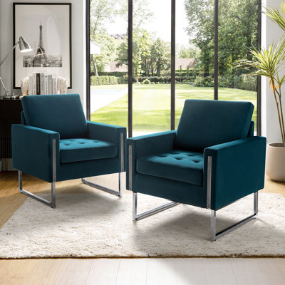 Fauteuil club Amelianna en velours capitonné de 31,5 po de largeur (ensemble de 2)