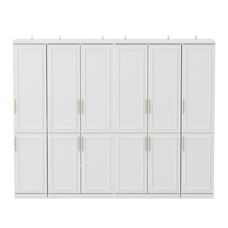 Armoire blanche l 94,8 po à 12 portes avec poignées dorées