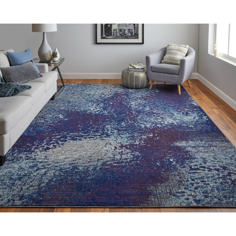 Groh Paras Abstract Contemporary Area Rug, Blue/Purple, Rectangle 10' x 14'