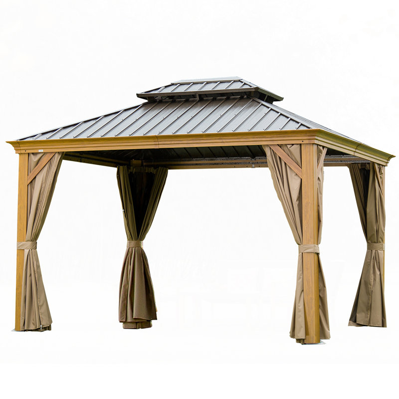 Outdoor Metal Patio Gazebo, 26.4 (ft.) x 13.9 (ft.), Silver