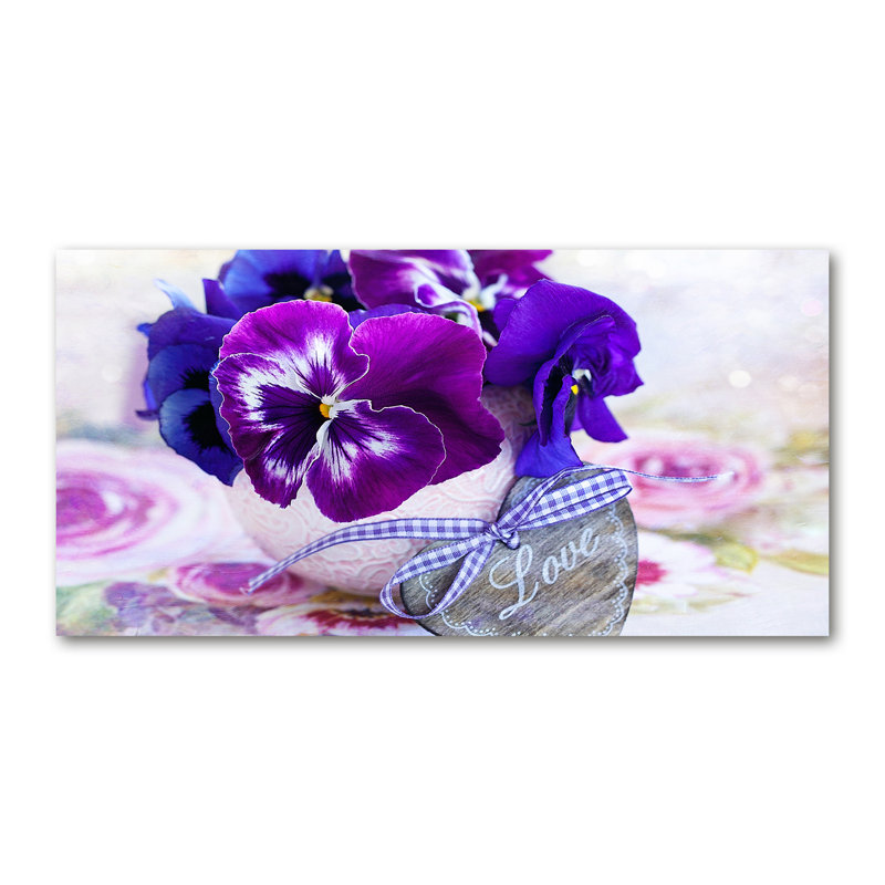 Violet Pansies - No Frame Print, Canvas, 70cm H x 140cm W