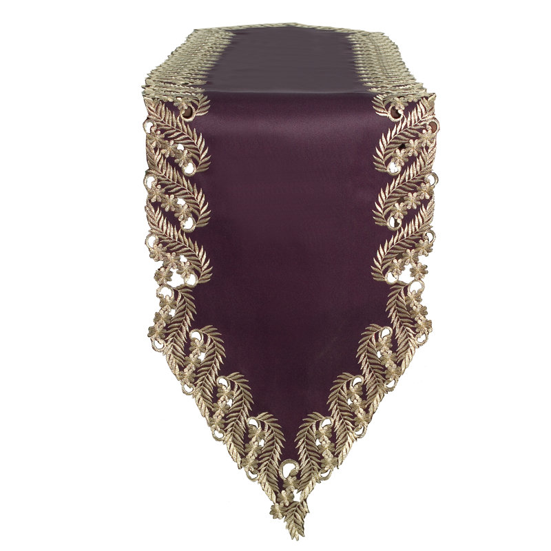 Obera Luxurious Table Runner of Anyce Collection Rectangular Dining Table Runner for Christmas Decor, Plum/Gold
