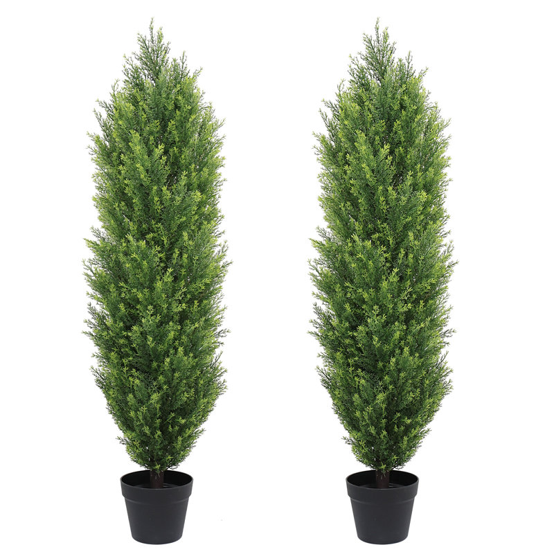 Cèdres topiaires artificiels de 1,20 m de hauteur pour l'extérieur, 48 po x 16 po x 16 po, Vert