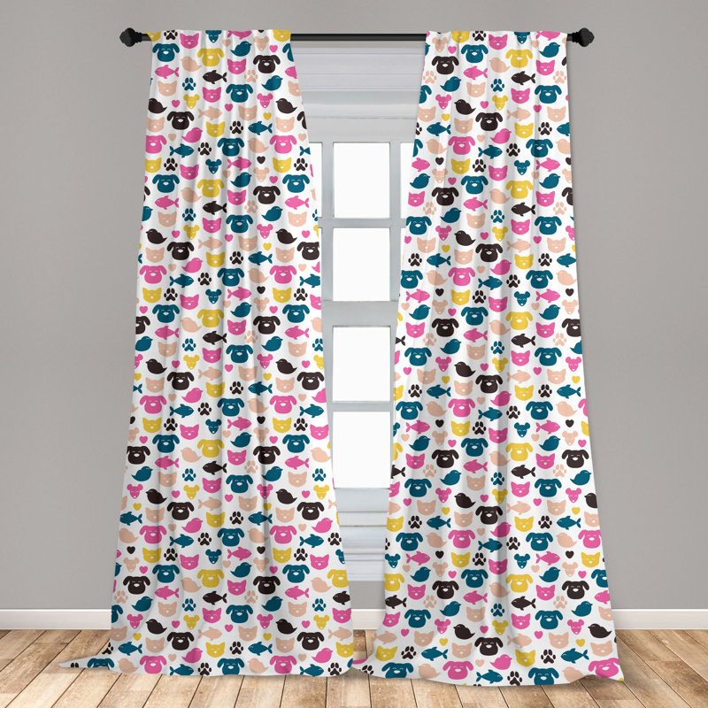 Colorful Animal Print Light Filtering Rod Pocket Curtains
