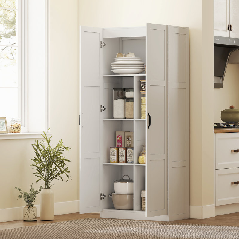 Armoire de rangement de 71 po de hauteur avec tablettes réglables, blanc