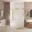 Frameless Shower Door 5660 "W X 60" H, 1/4 "(6 Mm) Clear Tempered Glass, Explosion Proof Film, Stainless Steel Handle,Brushed Gold-124947390