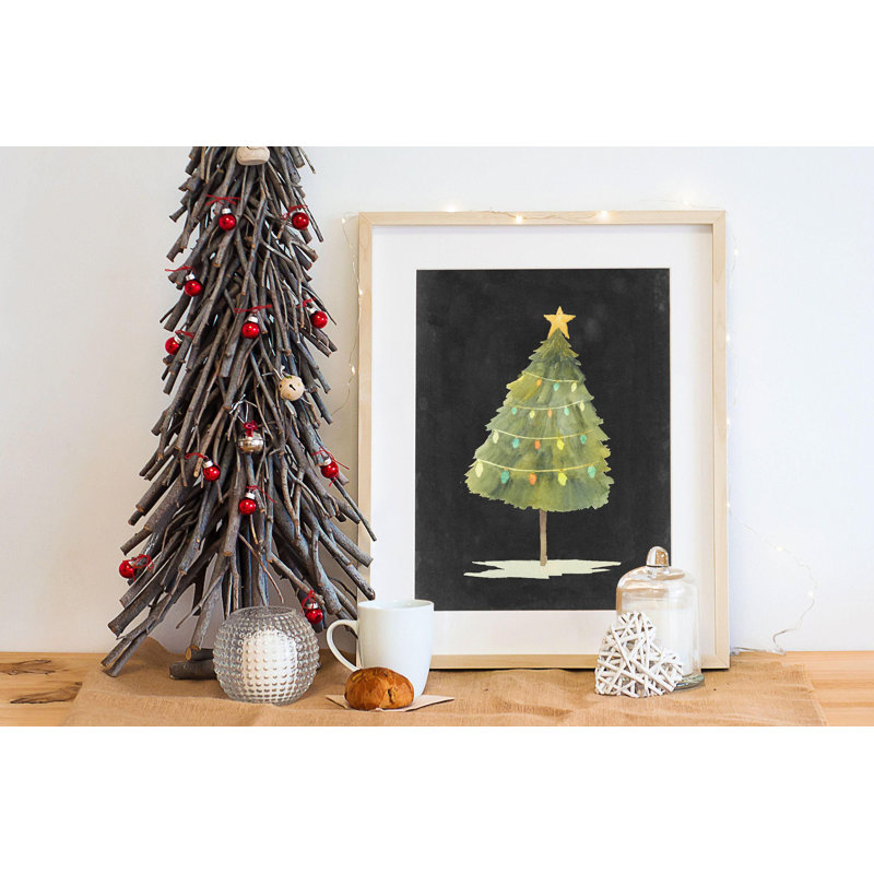 Arbre de Noël, art mural noir, tableau noir, botanique, affiche encadrée, fête des fêtes, saison, maison, salon, entrée, décoration