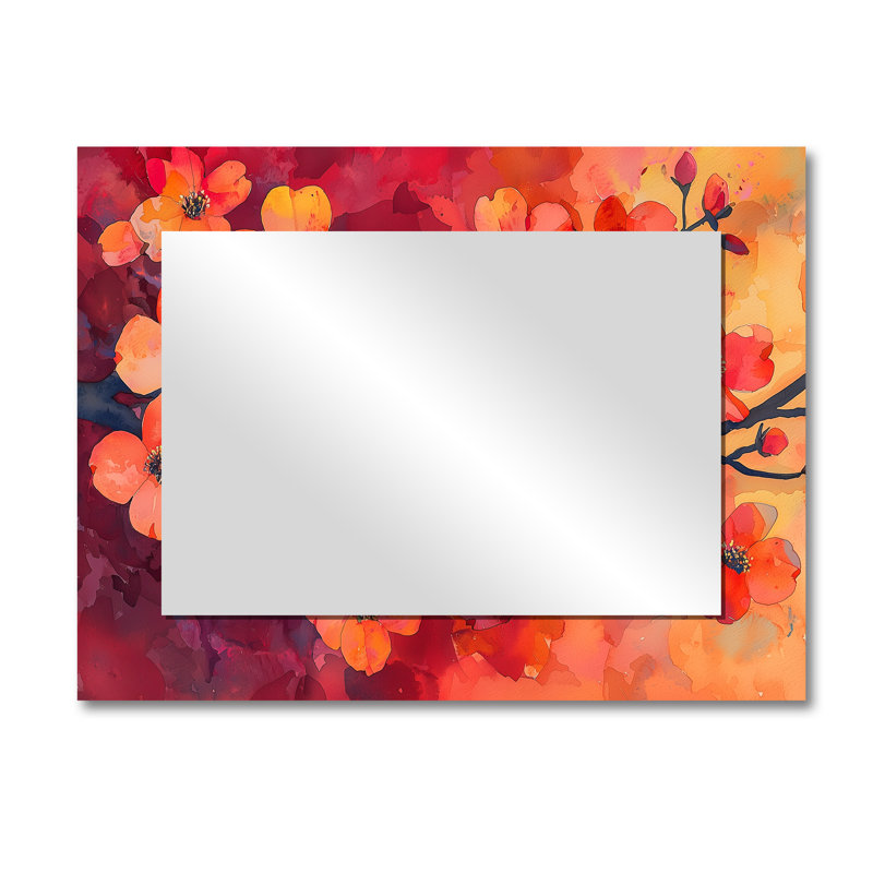 Sunset Hues Dogwood Branches Of Elegance I - Floral Accent Wall Mirror - Printed On Metal, 30" x 40"