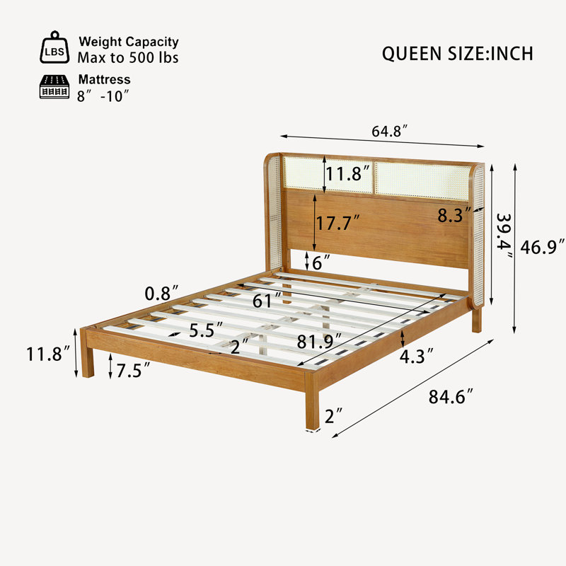 Base de lit plateforme Mid Wood, Grand