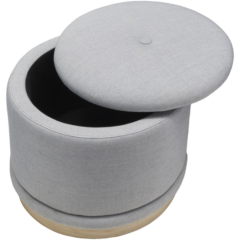 Nellya Ottoman, Gray Polyester/Linen