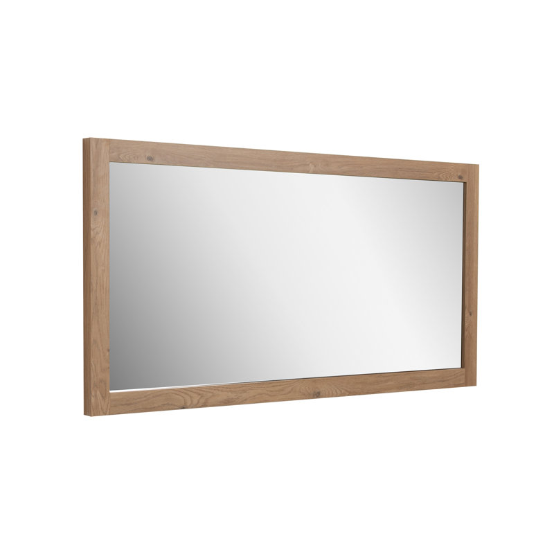 Miroir rectangulaire 36 "avec cadre en chêne brut Henrieta, 28,38 po x 59,5 po