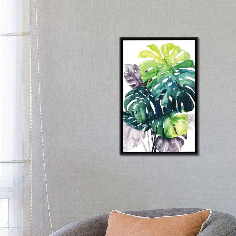 «Twilight Palms IV», impression sur toile, H 26 po x l 18 po x P 1,5 po, Toile avec cadre noir, Pas de tapis