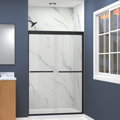 Transolid Frederick semi-frameless bypass shower door in 48 in. W x 70 in. H, 5/16 in. clear tempered glass