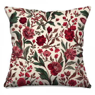 Red Floral Arrangement Double Sided Throw Pillows