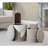Ottoman Set In Light Brown Fabric