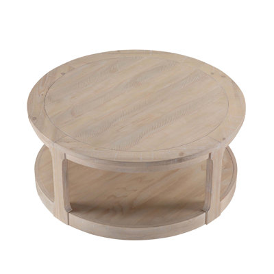 40Inch Large Curved 2 Tier Traditional Round Circle Wooden Center Coffee Table,Rounded Table With Wheels,Mid Century Rustic Style Table For Living Roo