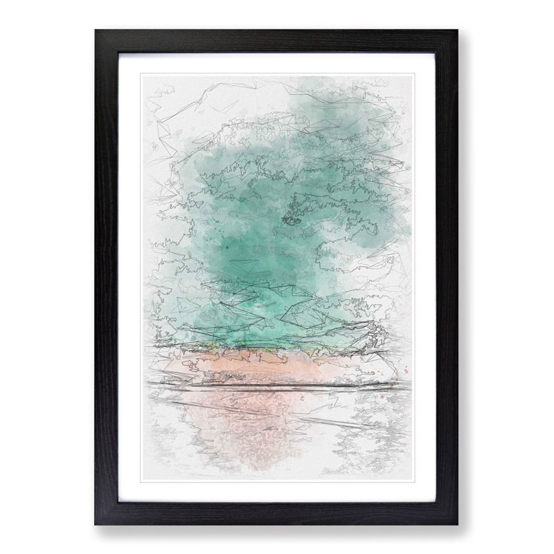 South Beach View In Miami Florida - Single Picture Frame Painting on MDF, 63cm H x 45cm W x 2cm D, Black Framed