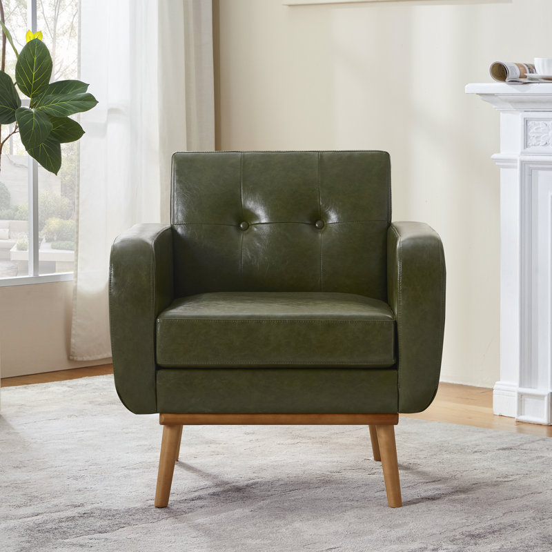 Analeah Upholstered Armchair, Green Faux Leather
