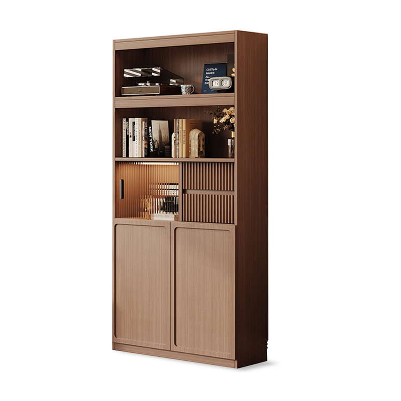 Brown Solid + Manufactured Wood+Glass Display Cases