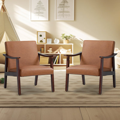 Fauteuils d'appoint rembourrés en cuir synthétique Samik
