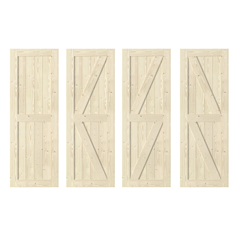 Knotty Wood 48" x 84" Unfinished Sliding Barn Door with Hardware Kit