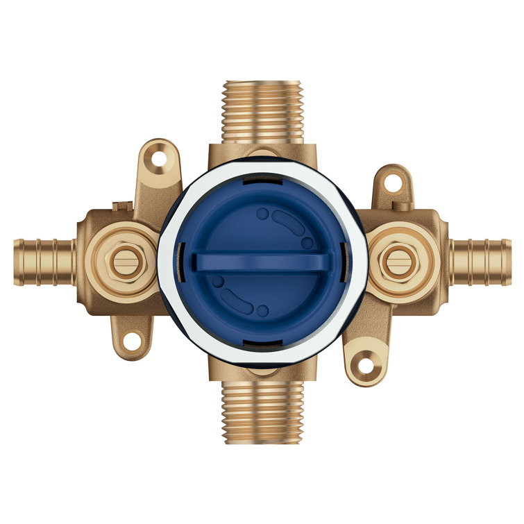 Grohsafe 3.0 Pressure Balance Valve Rough With Flush Plug With PEX Crimp Outlets With Service Stops