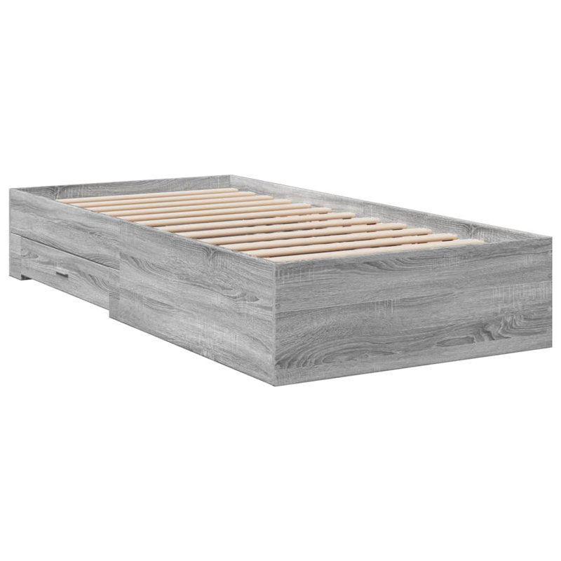 Vidaxl Bed Frame With Drawers Engineered Wood, Grey Sonoma, Single (3')