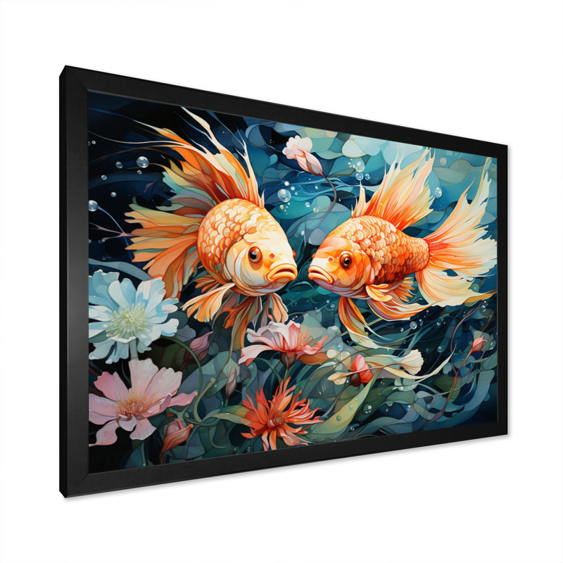 Pêche fantaisiste I - impression, H 34 po x l 44 po x P 1,5 po, Cadre simple noir
