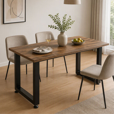 Ensemble de 2 pieds de table en acier, hauteur 71 cm, largeur 61 cm, pattes de table à manger robustes en acier à section carrée de 8 cm de largeur, pattes de table en métal de style industriel et champêtre de 71 x 61 x 8 cm