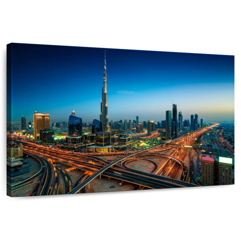 Sirci, autoroute de Dubaï la nuit, H 24 po x l 36 po