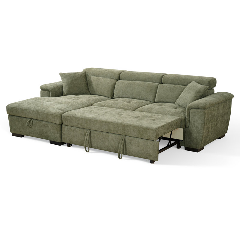 Howerton 4 Seater Chenille Sofa Bed, Green
