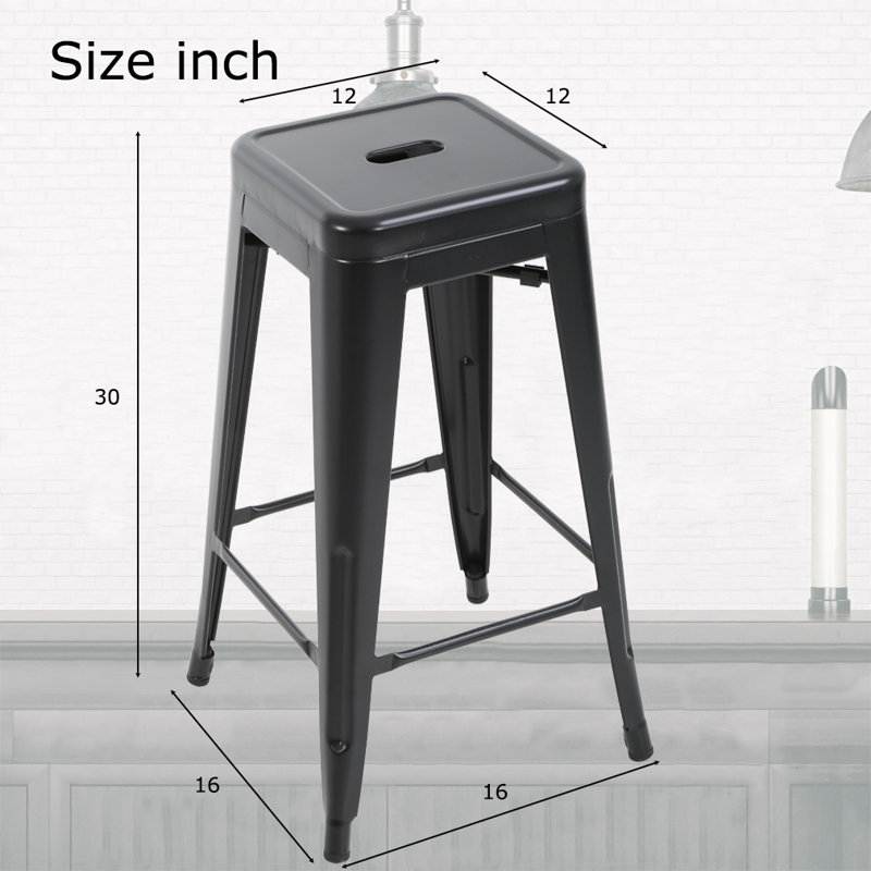 Joliet Counter Stool with Metal Frame, Black