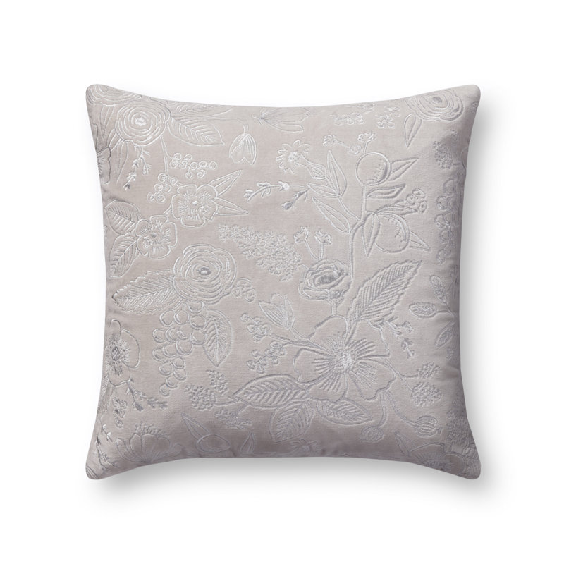 Rifle Paper Co. x Loloi Colette Pillow, Gray, Polyester/Polyfill