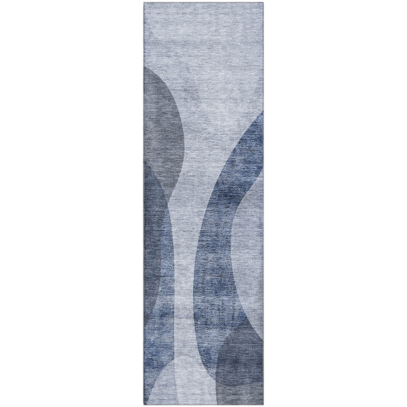 Premium Machine Washable Arnette Blue Rug, Runner 2'3" x 7'6"