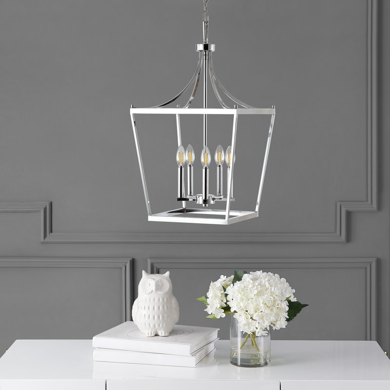 Lustre géométrique à 5 lumières Naranjo, Chrome poli